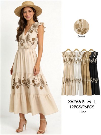Vestido midi bordado con volantes 2