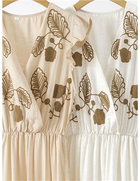 Vestido midi bordado con volantes