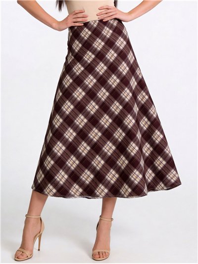 Falda midi de cuadros
