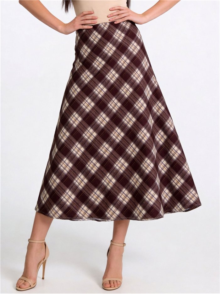 Falda midi de cuadros