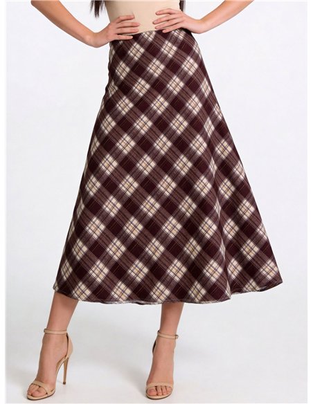 Falda midi de cuadros