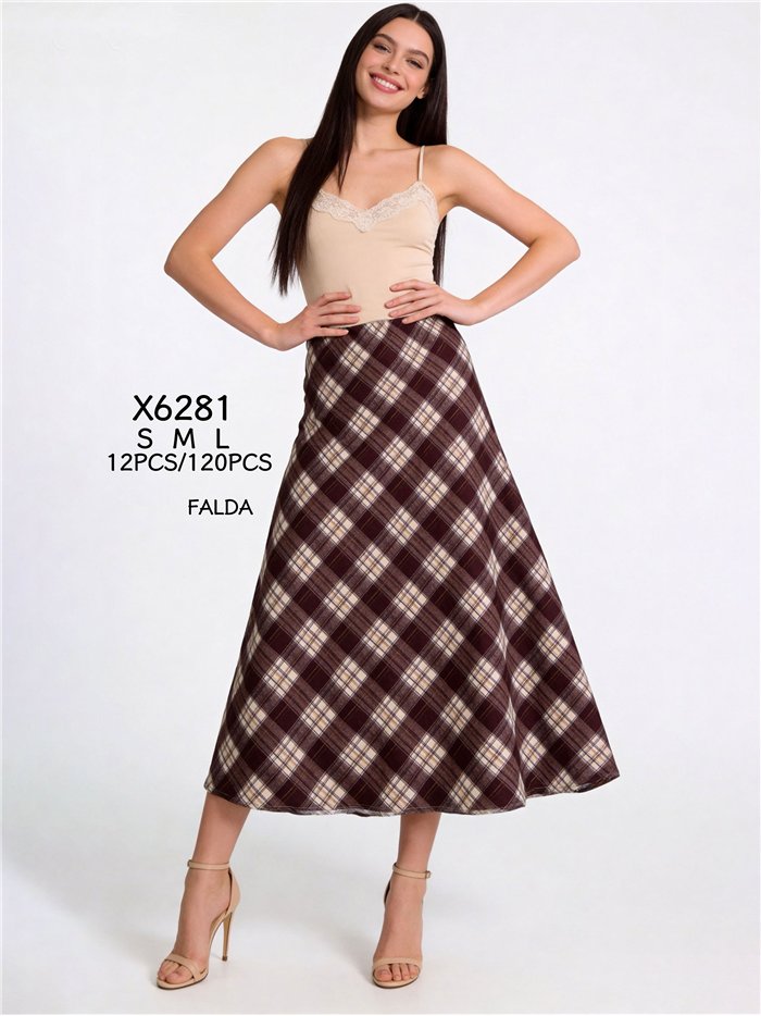 Falda midi de cuadros