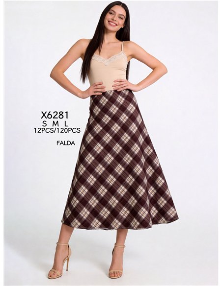 Falda midi de cuadros