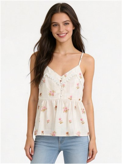 Top de algodón estampado floral