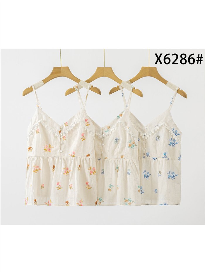 Top de algodón estampado floral