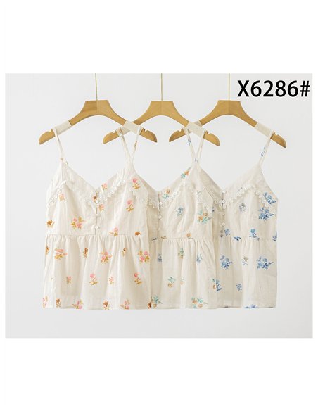 Top de algodón estampado floral