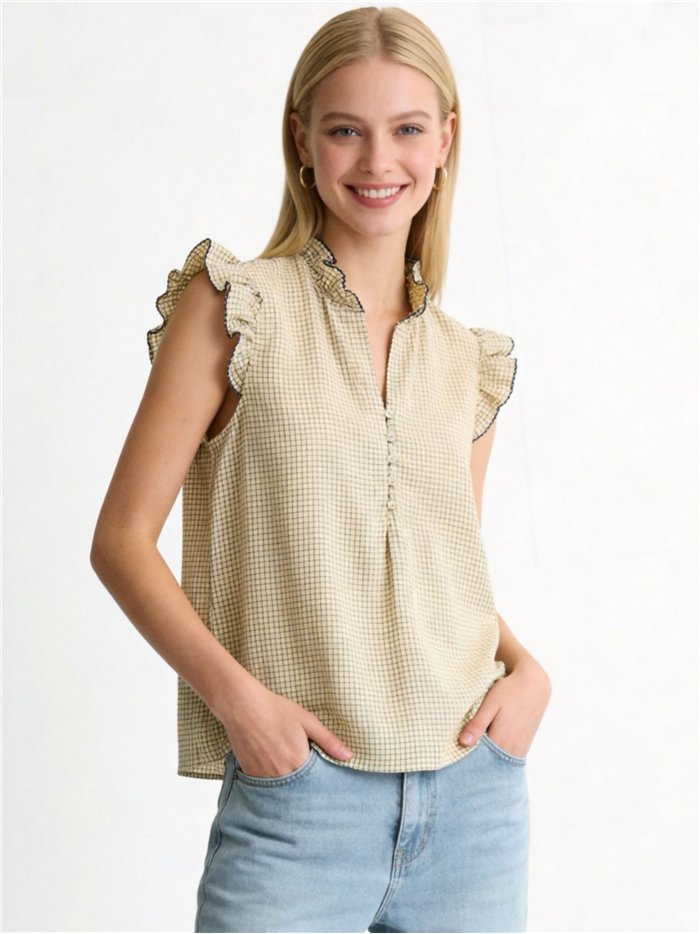 Blusa de cuadros vichy con volante