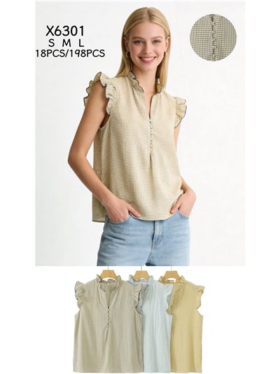 Blusa de cuadros vichy con volante 2