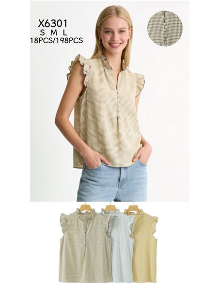 Blusa de cuadros vichy con volante