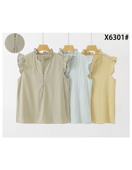 Blusa de cuadros vichy con volante