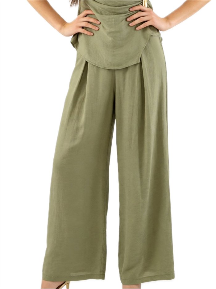 Pantalón palazzo fluido efecto seda