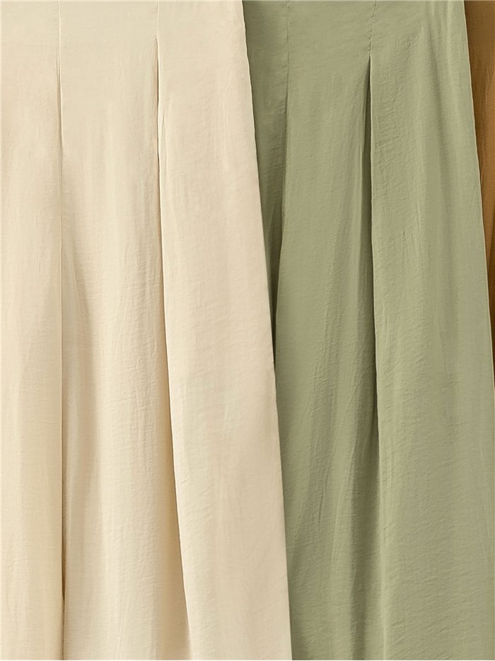 Pantalón palazzo fluido efecto seda