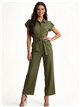 Belted linen jumpsuit