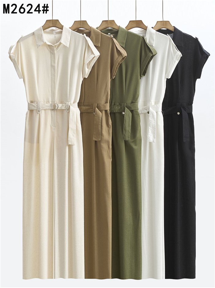 Belted linen jumpsuit