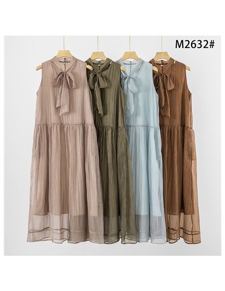 Vestido midi gasa con lazada