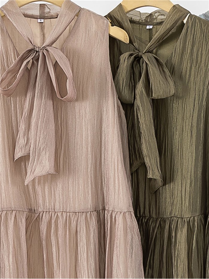 Vestido midi gasa con lazada