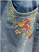 Jeans wide-leg bordados florales