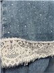 Jeans cropped strass bajo con encaje