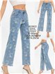 Jeans rectos bordados florales