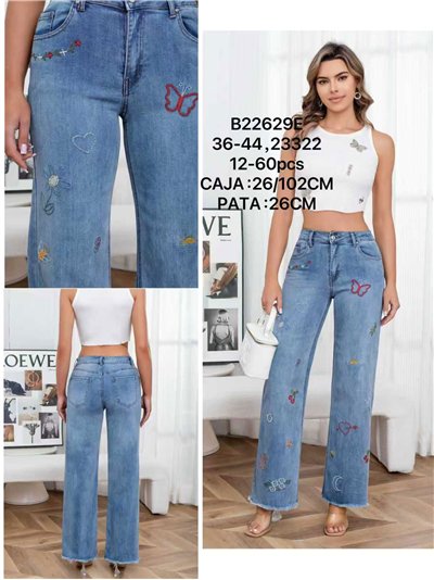 Jeans rectos bordados multicolor 2