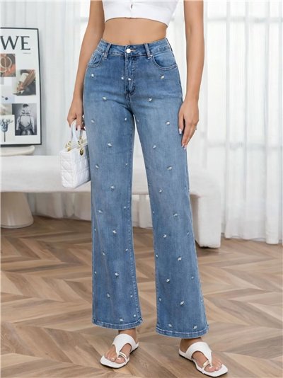 Jeans rectos bordados 