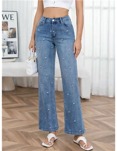 Jeans rectos bordados 