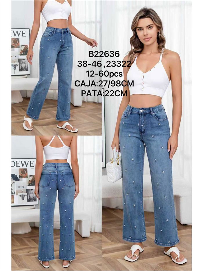 Jeans rectos bordados 