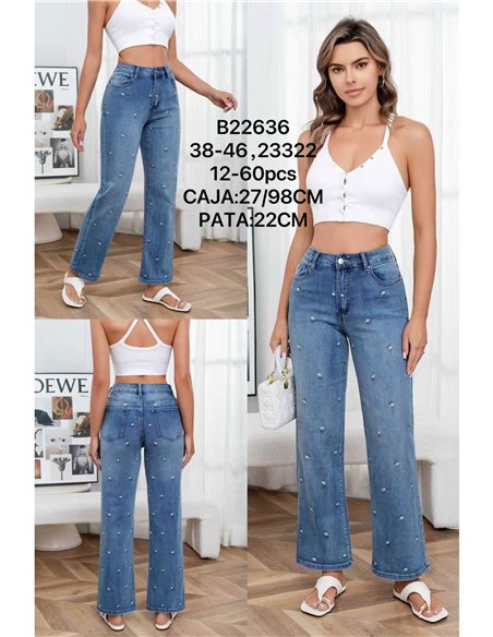 Jeans rectos bordados 