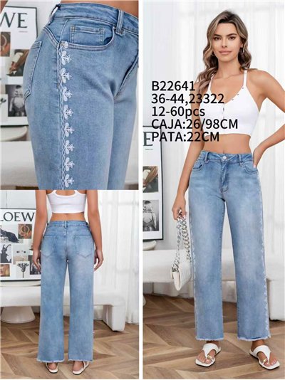 Jeans rectos bordado lateral 2
