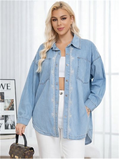 Sobrecamisa denim bordada