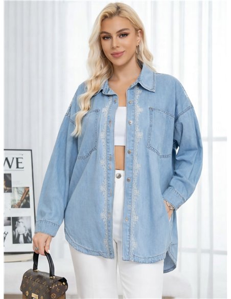 Sobrecamisa denim bordada