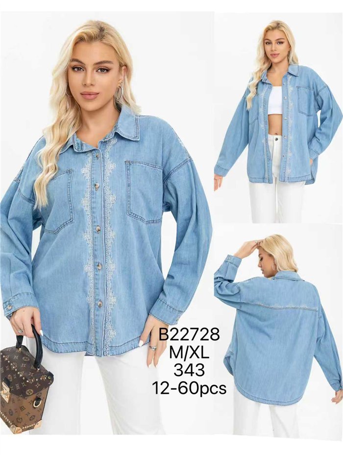 Sobrecamisa denim bordada