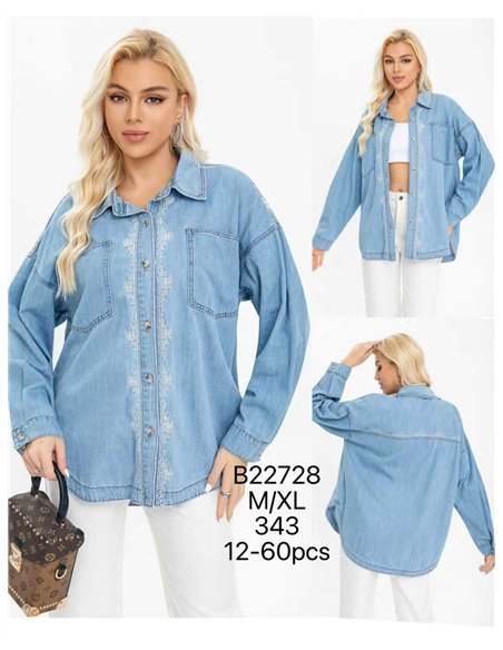 Sobrecamisa denim bordada