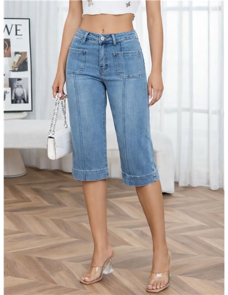 Bermuda denim culotte bolsillo