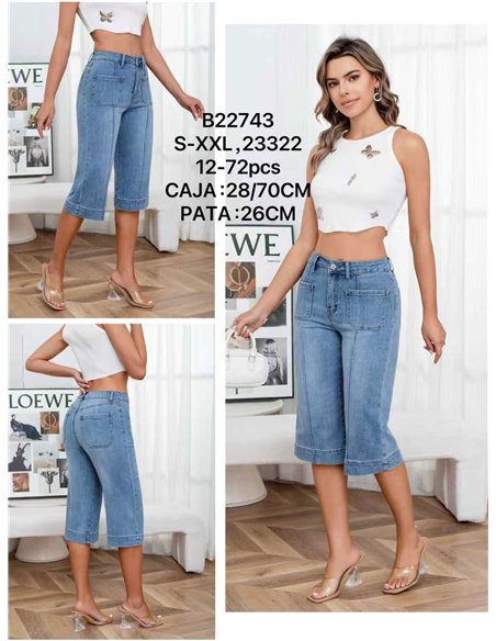 Bermuda denim culotte bolsillo