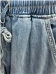 Pantalón denim wide-leg cintura elástica