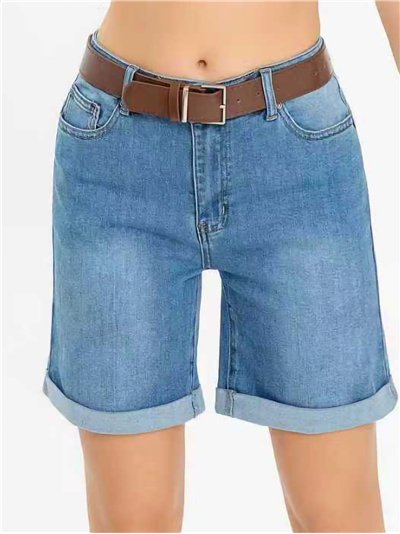 Bermuda jeans com cinto