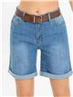 Belted denim bermuda