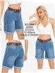 Belted denim bermuda