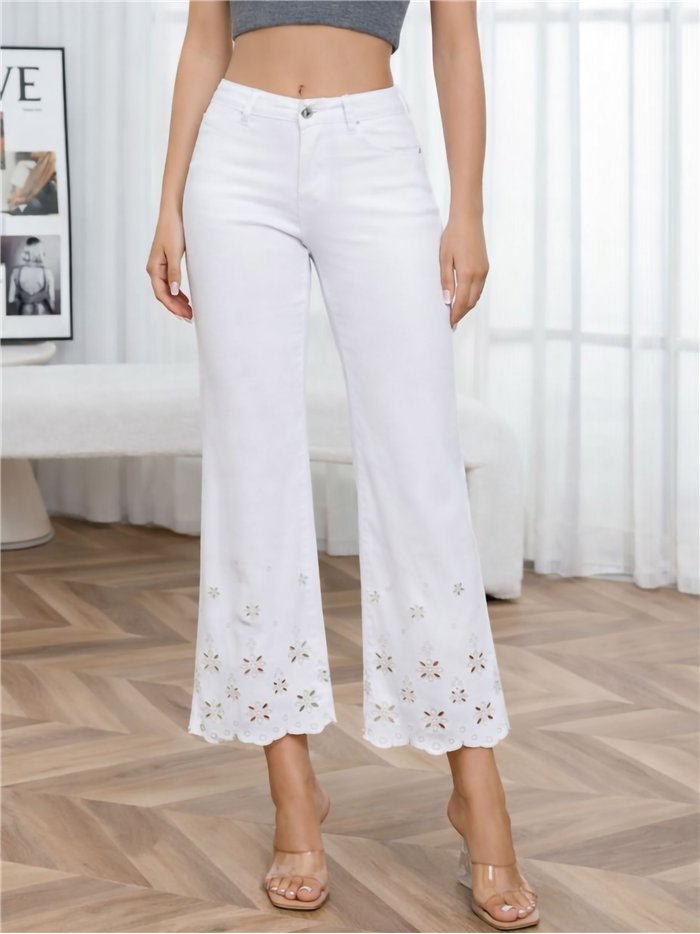 Jeans blancos calados