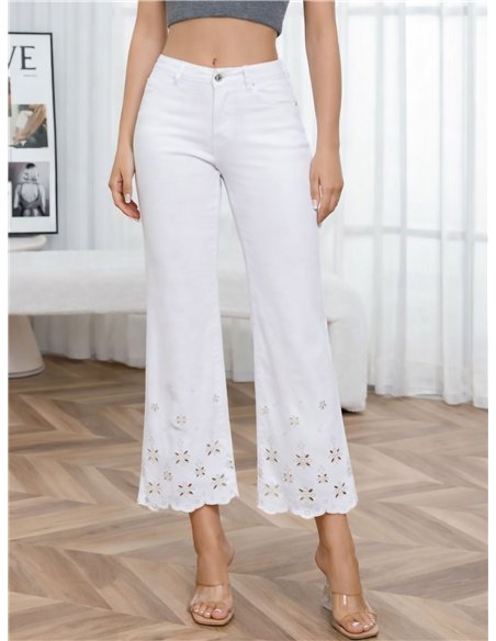 Jeans blancos calados