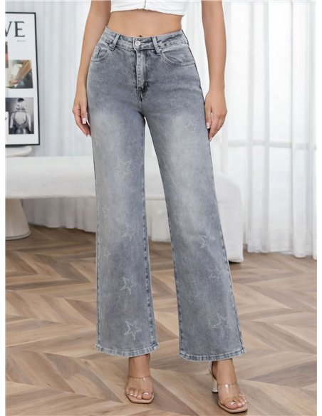 Jeans rectos estrellas strass