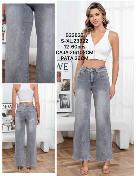 Jeans rectos estrellas strass