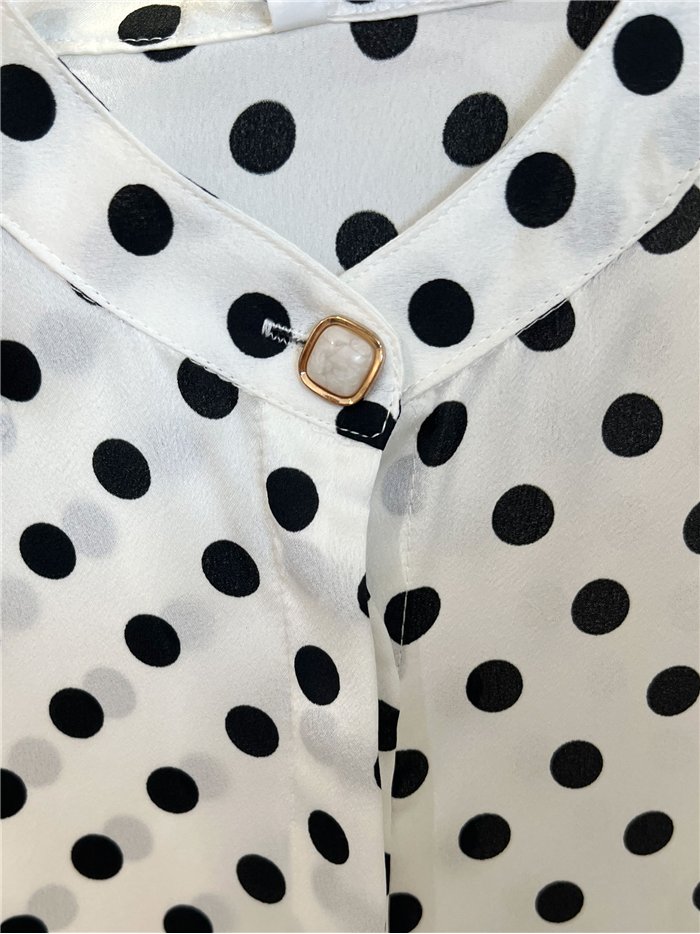 Chemisier sans manches en satin à pois