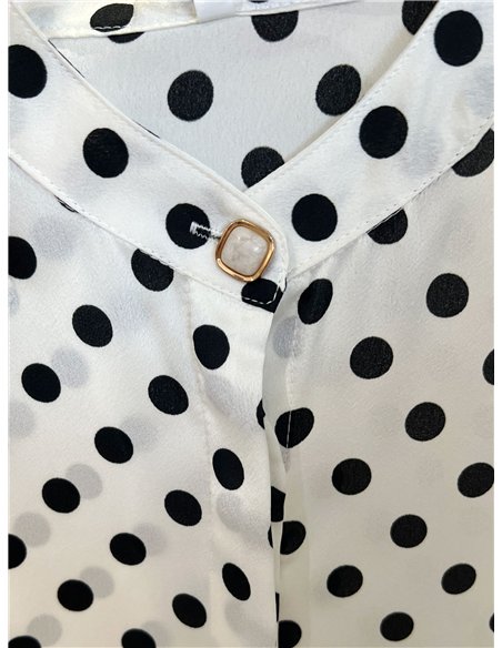 Chemisier sans manches en satin à pois