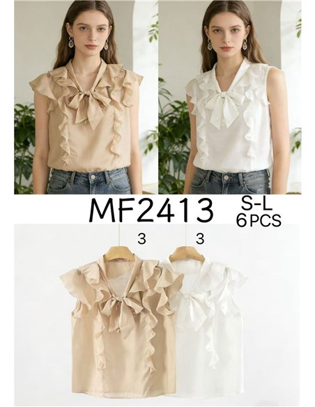 Rüschenbluse mit Schleife