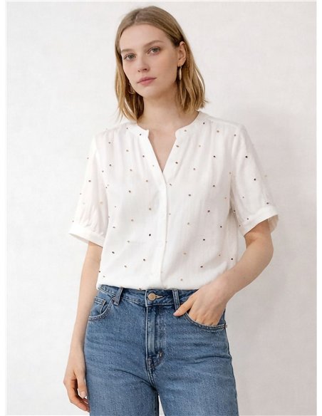 Blusa plumeti bordados