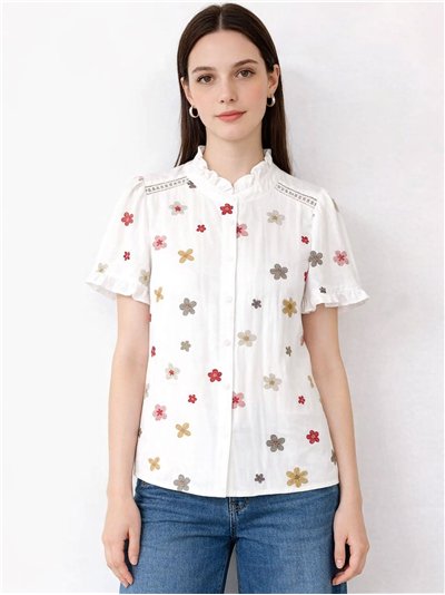 Blusa flores bordadas
