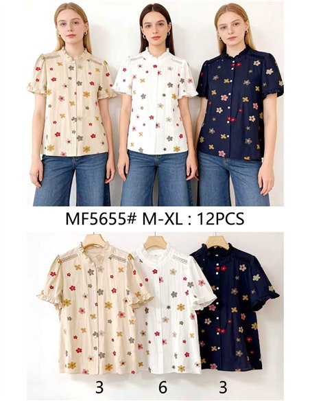 Blusa flores bordadas