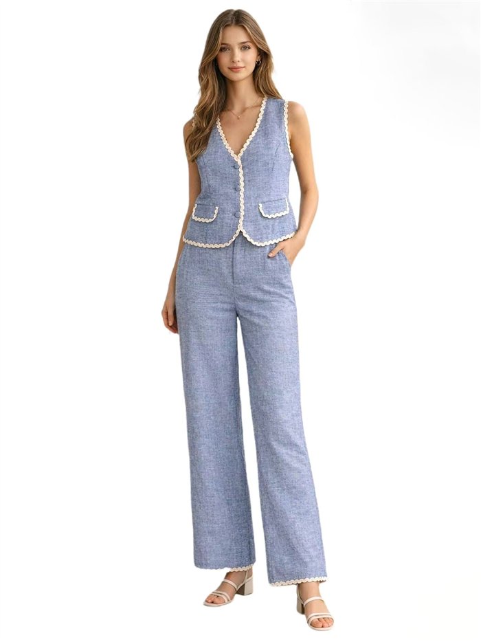 Conjunto chaleco vivo ondulado y pantalón